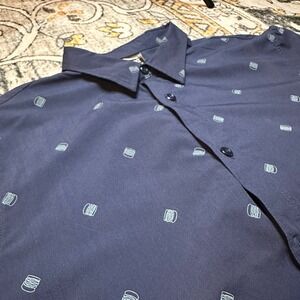 In-N-Out Burger Navy Button-Up Shirt Burger Print Fast‎ Food Uniform Mens XL